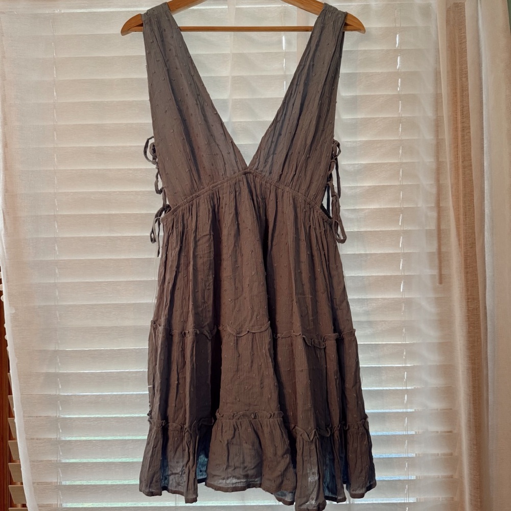 side tie plunge mini dress
